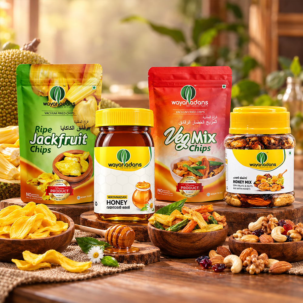 Complete Wayanadans Combo | Jackfruit (50g)+ Veg Mix(40g) + Honey Mix (220g)+ Honey(100g)